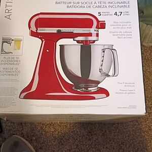 KitchenAid Artisan Red Mixer with Silver Bowl